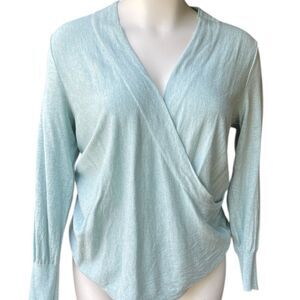 J. Jill Light Blue Knit Sweater Crossing chest super soft XL